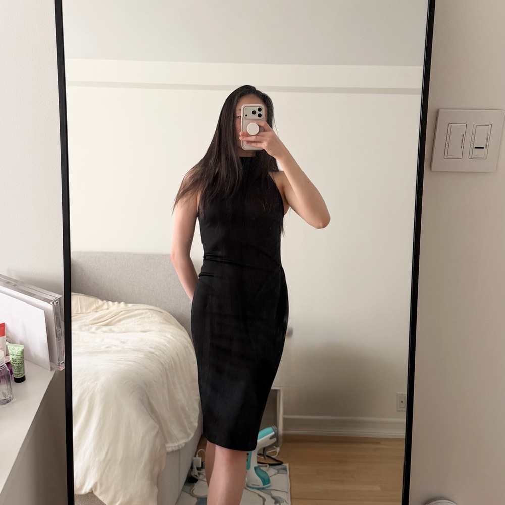 Zara Black High Neck Knee Length Dress Size S